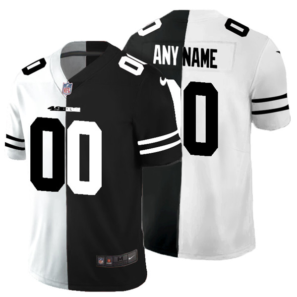 Men's San Francisco 49ers Customized Black & White Split Limited Stitched Football Jersey